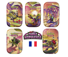 Charger l'image dans la galerie, Display de 10 mini tins de l’extension Pokémon Ecarlate et Violet EV06.5 Fable Nébuleuse en version française et contenant chacune 2 boosters de 10 cartes supplémentaires chacun, 1 page d’autocollants et une carte artistique de chaque mini tin.