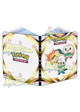 Charger l'image dans la galerie, Découvrez le cahier range cartes Portfolio Pokemon Astres Radieux EB10 au format A4 de marque Ultra Pro avec 9 cases et contenant 14 pages permettant de classer trier et protéger 126 cartes unitaires en recto et jusqu à 252 cartes dos à dos