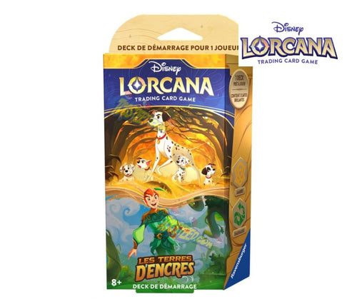 Devenez une Illumineuse ou un Illumineur et maniez l'encre magique pour invoquer des Glimmers de personnages Disney et défiez d'autres Illumineurs dans une course des éclats de Lore avec ce Deck de démarrage Ambre et Emeraude en version française de 60 cartes dont 2 brillantes, 11 jetons Dommagde, 1 Tapis de jeu en papier ainsi qu’un marqueur de Lore