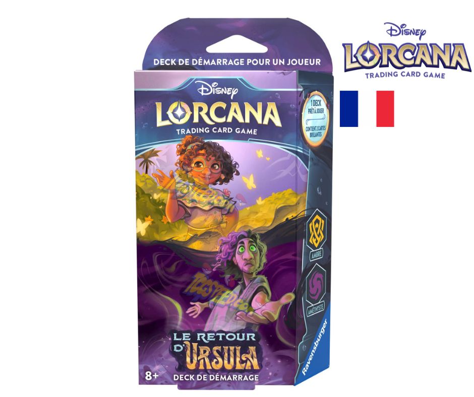 Devenez une Illumineuse ou un Illumineur grâce à ce deck de démarrage de 60 cartes de l'extension Lorcana chapitre 04  et maniez l'encre magique pour invoquer des Glimmers de personnages Disney. Défiez d'autres Illumineurs dans une course à la collecte des éclats de Lore.