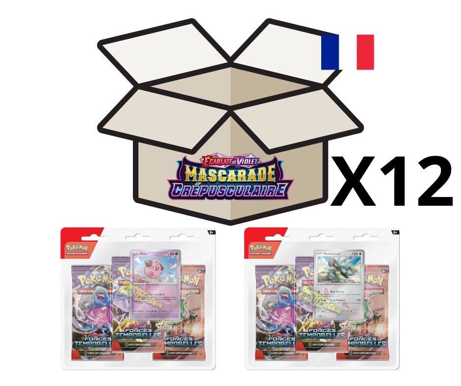 Pack de 12 Tripacks Pokémon EV06 Mascarade Crépusculaire Version française