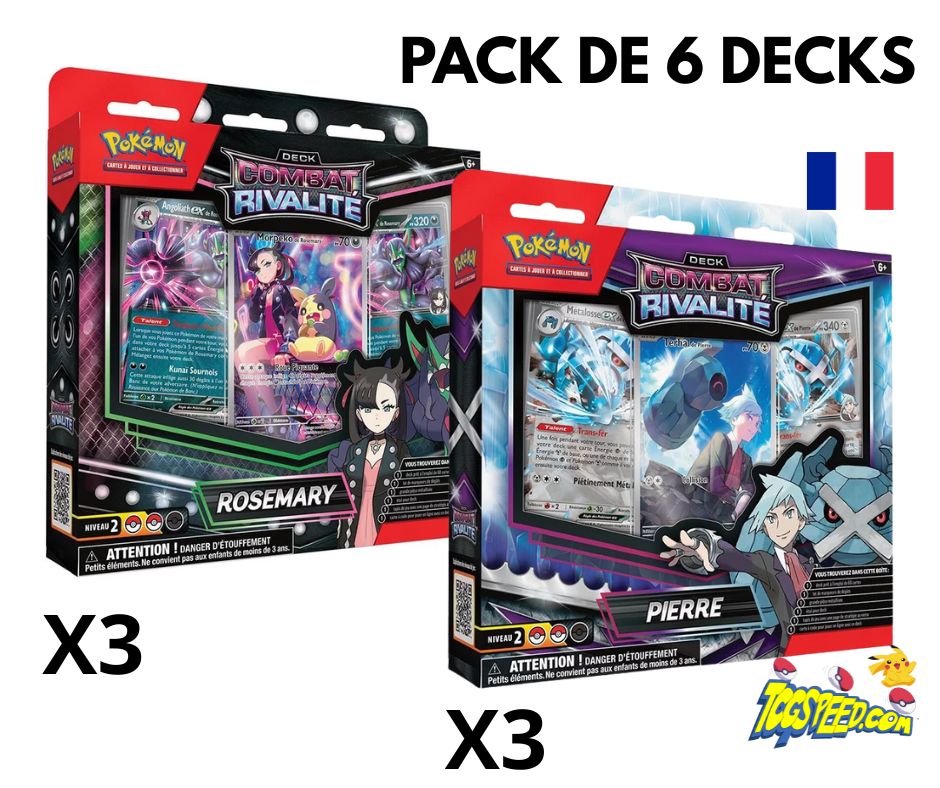 Pack de 6 Decks de Combat Rivalité Rosemary/Pierre Version française