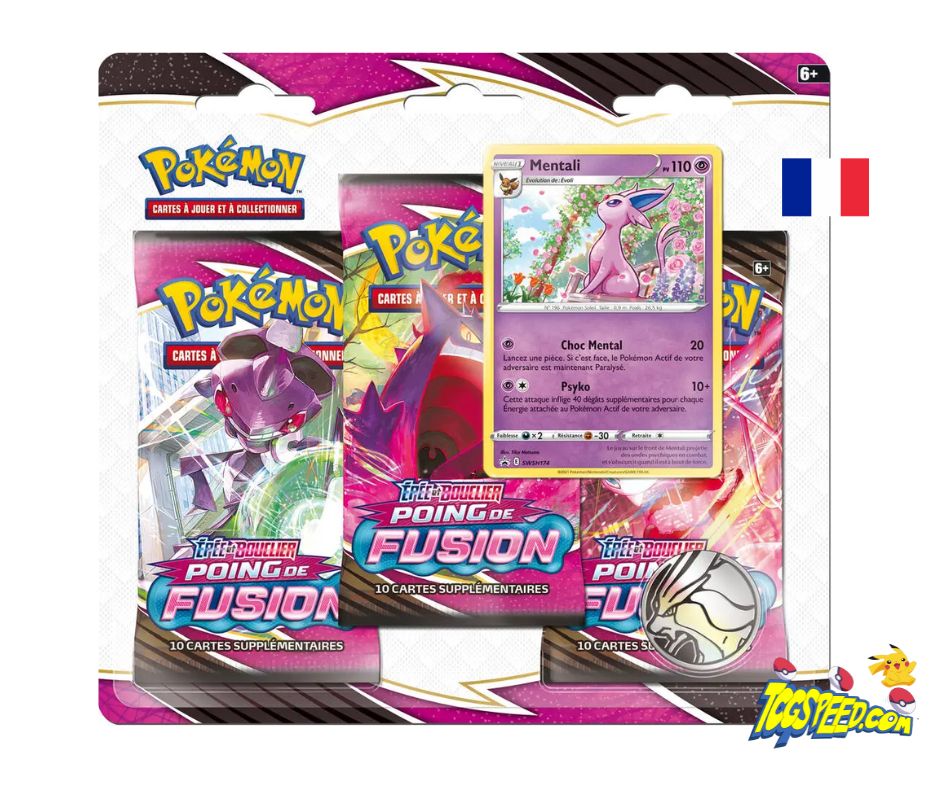 Pokémon Tripack EB08 Poing de Fusion Mentali Version française