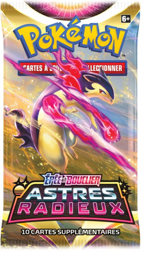 Booster Pokemon Astres Radieux à l'effigie de Typhlosion de Huisi, Pokemon de type Feu et Spectre de la huitième génération et contenant 10 cartes supplémentaires et une carte énergie  pour jouer au JCC Pokemon et en précommande chez tcgpseed.com